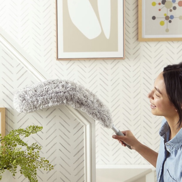 Norwex Mini Duster Wand. Dual sided removable sleeve, brush in handle reuse - Picture 2 of 5